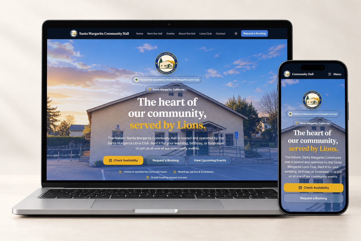 Santa Margarita Community Hall — Website & Event Management